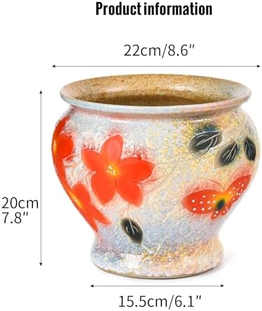 Sungmor 9 Inch Hand Painted Ceramic Succulent Plant Pots - White & Red - Image 3