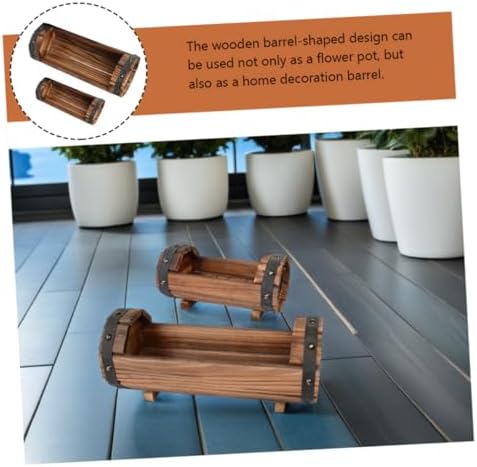 NUOBESTY Garden Planter Xmas 2pcs Set Half Barrel Wooden Box for Plants - Image 3