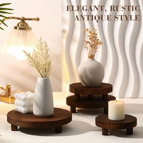 Geetery 4 Pcs Wooden Risers for Display Wood Pedestal Stand, Brown - Image 3