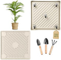 14.5" SquarePlant Caddy Beige with Hidden Wheels & Garden Tools Set by Unknown