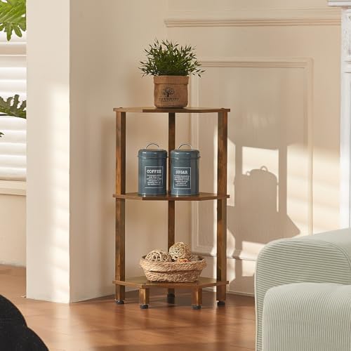 YUFAM 3-Tier Corner Shelf, Brown - Image 2