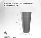 XBrand 28 in. Tall Round Tapered Planter for Indoor and Outdoor Patio Décor, Decorative Garden Flower Pot for Porch, Deck, Entryway and Backyard, Gray 1-Piece - Image 4