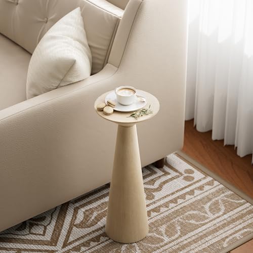 COZAYH Farmhouse Tall Pedestal End Table, Solid Wood, Distressed Wood Grey - Image 5