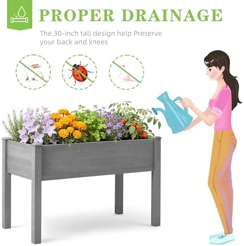 Raised Garden Bed with Legs, 48×24×30 Cedar Wood Elevated Planter Box - Image 4