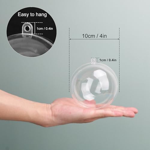 40 Pcs 4 Inch Clear Acrylic Fillable Balls, Christmas DIY Fillable Ornaments Balls, Acrylic Ornaments Ball for Christmas, Holidays, Weddings, Parties, and Home Decor - Image 2