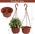 AUEAR, 50 Pack Plastic Hanging Plant Pots Containers Outdoor Indoor Planters with Drainage Holes Hooks Brown - Image 2