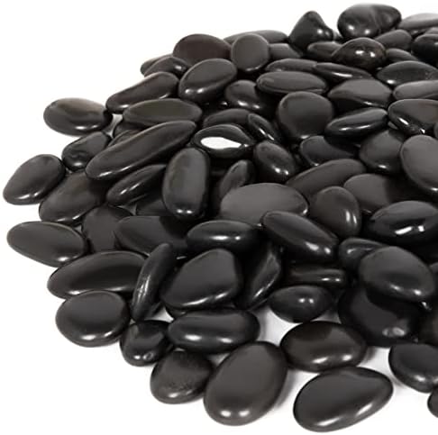 GASPRO 30 Pound River Rocks, Decorative Stones for Walkways, Outdoor Landscaping, Garden, Yard, 1 to 2 Inch, Black Polished Pebbles for Planters, Flower Beds, Vase by GASPRO