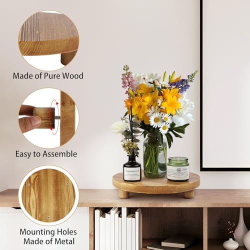 Wooden Plant Stands,Wood Risers Indoor Outdoor for Decor,Wooden Stool Display Stand for Home Table Bathroom Kitchen,Round Brown,3PCS - Image 3