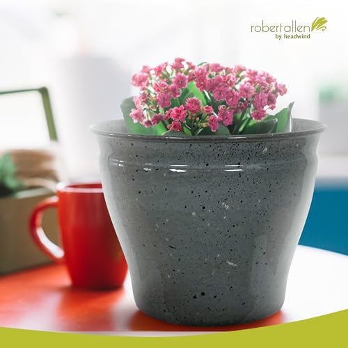 Headwind Riverside Collection – 14" Calcite Grey Glazed Decorative Plant Pots Indoor with Drainage & Outdoor - Modern Flower Pot Weather-Resistant Lightweight Planter by Robert Allen - Image 5