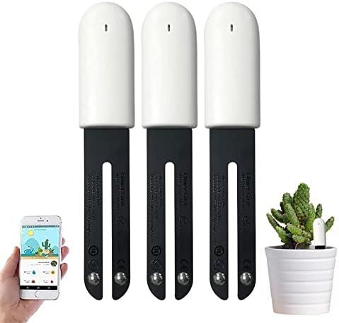 Soil Moisture Meter 4 in 1,Plant Water Monitor,Automatically detect Moisture/Temperature/Light/Fertility,Can Connect to Mobile Phone via Bluetooth,Hygrometer Sensor for Indoor Plants (3pc) by Sinbeda