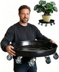 Rolling Planter Caddy(470lbs Capacity), Heavy Duty Metal Plant Stand with Brake Wheels Plant Dolly Mover Plant Pot Tray Saucer for Indoor Outdoor 18 Inches Black by SKAFORZ