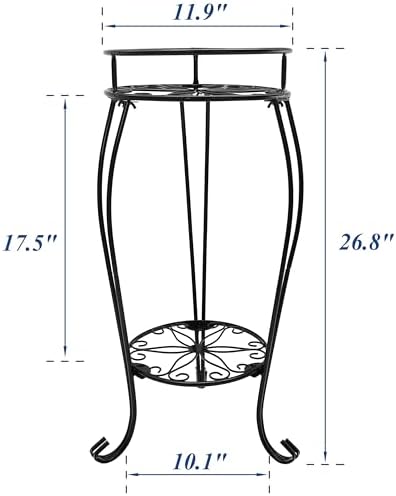 CASIMR 2-Pack Plant Stand, 2 Tier 26.8 inch Tall Metal Potted Holder Rack,Indoor Outdoor Multiple Flower Pot Shelf Rustproof Iron Garden Container for Garden Patio Living Room Corner Balcony, Black - Image 3