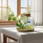iplusmile Glass Plant Terrarium Jar, Tabletop Succulent Bubble Planter with Cork Lid, Open Mouth Round Fish Bowl Vase Sealed Glass Bottles Vial for Home Decor - Image 2