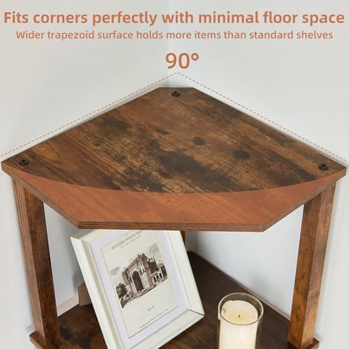 YUFAM 3-Tier Corner Shelf, Brown - Image 6