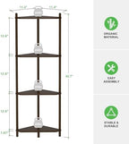 Wisuce Brown Small Corner Shelf Stand, 4-Tier Bamboo Corner Bookshelf - Image 3