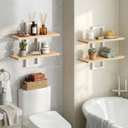 HOOBRO 2-Tier Floating Shelves, 15 Inch Wall Shelf Set of 2 - Image 4