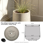 Kante Weathered Beige Concrete Planter, 17.3" Large Round Pot for Decor - Image 5