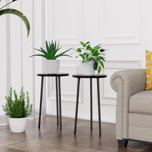 Plant Stand Indoor 2 Pack: Tall Plant Stand 20 Inch Convertible Multi-purpose Flowers Holder - Small Round Side End Table Mid Century Modern Decor - Plant Table for Home Decor - Image 2