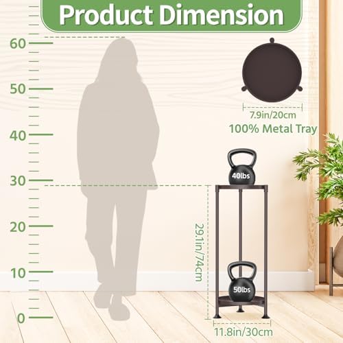 KMOTASUO 2 Tier Metal Plant Stand Tall for Indoor Outdoor Corner, Bronze - Image 2