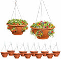 Ultimate Hanging Baskets - Strawberry, Tomato, Flower, and Herb Outdoor Planters - Use Garden Pots for Growing Plants Outside On A Deck, Fence, or Balcony (10, Terracotta) by SmartSpring