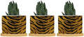 Tiger Fur Skin Planter Ceramic Animal Strip Print Round Flower Pot with Drainage Holes and Bamboo Tray Pot for Outdoor Garden Home Plant by BRUYU5SE