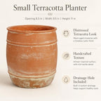 11"H x 9.5" Dia Aged Terracotta Clay Planter Pot with Drainage Hole, Rustic Farmhouse Style Flower Pot with Distressed Finish, Vintage Decorative Planter for Indoor Outdoor Garden, Patio, Porch - Image 6