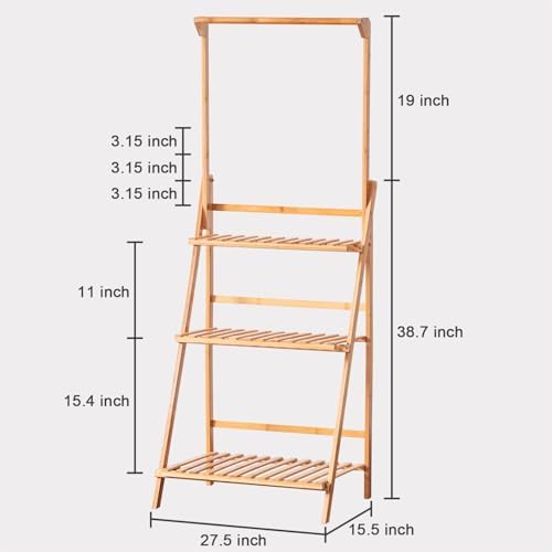 COPREE Bamboo 3-Tier Hanging Plant Stand Planter Shelves Flower Pot Organizer Rack Folding Display Shelving Plants Shelf Unit Holder - Image 6