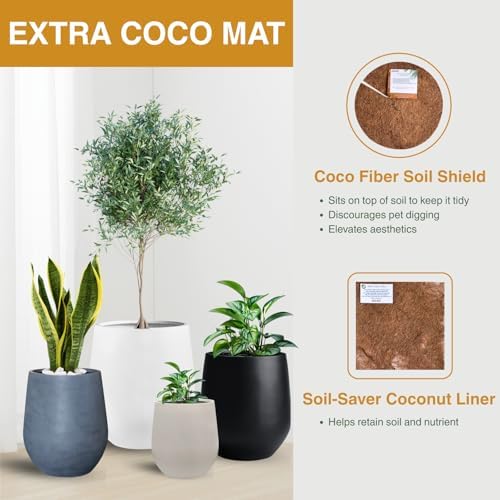 KUTENEST 19" Large Ribbed Corso Fiberstone Outdoor Planter - Speckled White - Image 6