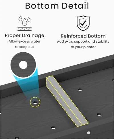 Small HDPE Raised Garden Bed, Elevated Planter Box with Legs, Outdoor All-Weather Planter Raised Beds for Seeds, Herbs, Flowers, Vegetables (Black) - Image 5