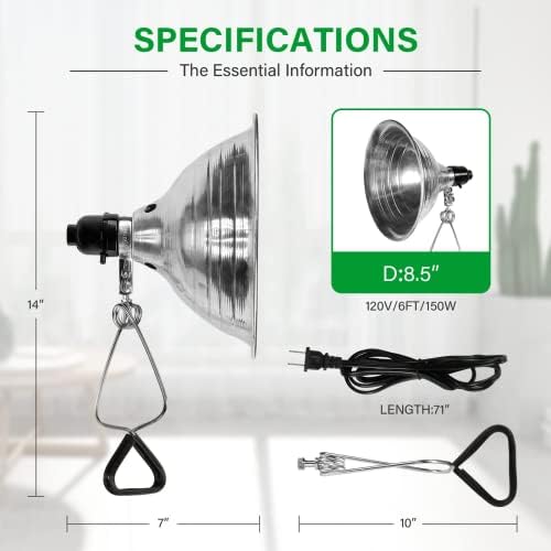 Simple Deluxe Clamp Lamp Light with 8.5 Inch Adjustable Aluminum Reflector and 6 Feet Cord, up to 150W E26 Socket (no Bulb Included), Silver and Black, 4 Pack - Image 4