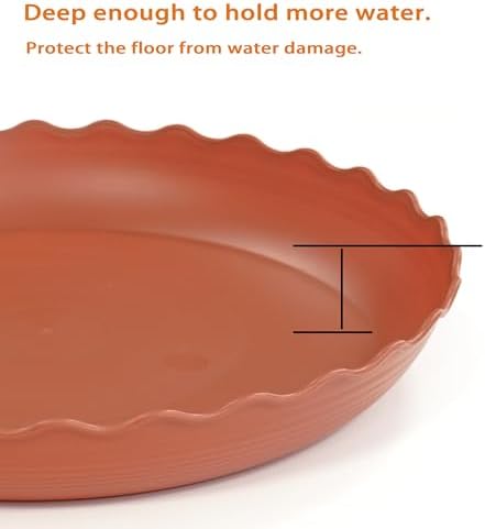 4 Pack of 14 inch Plant Saucer Plant Tray, Plastic Plant Saucer, Heavy Duty Plant Tray for Pots, Plant Saucers for Indoors Planter, Garden Water Plate Bowls for Gallon Grow Bags (Terracotta) - Image 4