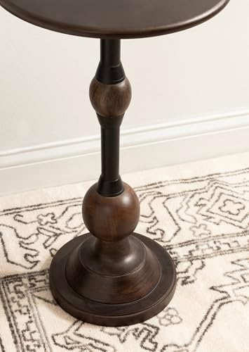 Kate and Laurel Rawlings Traditional Wood and Metal Round Side Table, 14 x 24, Dark Brown and Black, Vintage Pedestal Table for Use as Living Room End Table, Plant Stand, or Bedroom Nightstand - Image 5
