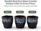 4+6 Inch Ceramic Planter Set of 2 with Drainage Hole,Saucer for Plants, Indoor-Outdoor Round Succulent Orchid Flower Pot- Cement Paint, Inner-pots not Larger Than 5 Inch Reactive Glaze Spot - Image 2