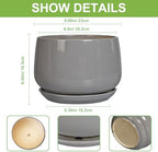 G EPGardening Ceramic Plant Pots, 9 Inch Planter, Gray - Image 3