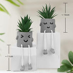 MAKHOT 4 Pcs Creative Artificial Succulent Plants with Cement Pot, Fake Small Plant for Desk Faux Succulents for Bathroom Decor, Mini Plants Succulent Cute Hanging Leg Potted for Office Shelf Decor - Image 5
