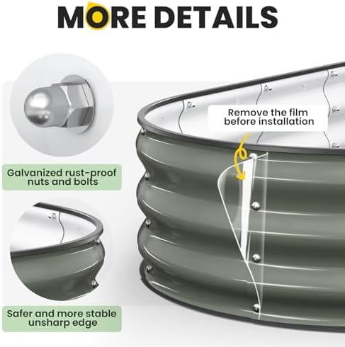 Pattiumo Galvanized Raised Garden Bed 6x3x1 FT, Oval Metal Raised Garden Bed Outdoor Planter Box with Open Bottom, Rust-Resistant Steel Garden Bed for Vegetables Herbs Flowers, Easy Assembly - Image 4