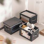 Homsorout Stackable Storage Bins with Lids - Medium Storage Box with Lids, Foldable Closet Boxes for Organizing, Wardrobe Clothes Organizer with Window, Cubes Bins for Living Room, 4 Pack, Dark Grey - Image 2