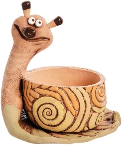 NA Home Decor Ceramic Flower Pot Planter 7.9x7.9x6.5-inch Kitchen Pot Succulent Planter, Baby Snail Handmade Ceramic Terracotta (Snail) by Unknown