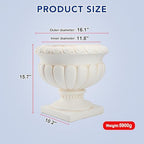 Large Urn Planter – White Vintage Magnesium Oxide Pot with Drainage for Indoor & Outdoor Garden, Entryway, Walkway Decor - Image 2
