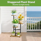 iDavosic.ly Plant Stand Indoor with Wooden Trays, 3 Tier Shelf, Black Brown - Image 6