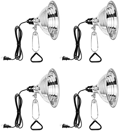 Simple Deluxe Clamp Lamp Light with 8.5 Inch Adjustable Aluminum Reflector and 6 Feet Cord, up to 150W E26 Socket (no Bulb Included), Silver and Black, 4 Pack by SimpleDeluxe