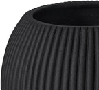 16" Sphere Fluted Outdoor Planter, Black,Modern Round Plant Pot - Image 7