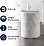 JONATHAN Y Troy Faux Marble Cylinder Accent End Table 17", Black/White - Image 5