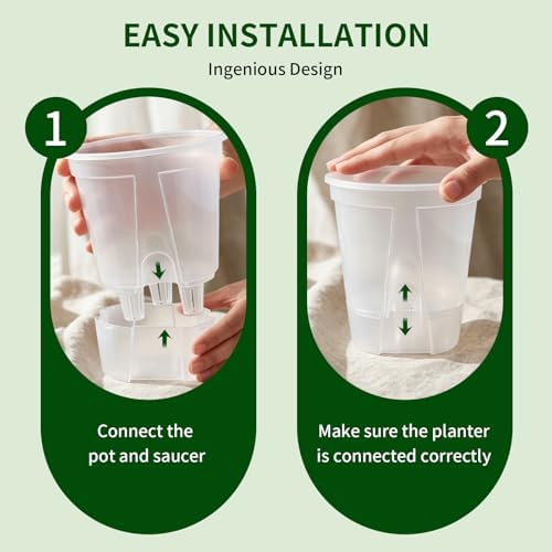Cdd's Path Self Watering Pots Set with Deep Water Tank, Large Drainage Holes, Reservoir & Air Pipes, 5/6/7/8 Inch Naked Root Planter for Indoor Outdoor Plants, Flowers, Seedlings, Clear, 4 Pack - Image 4