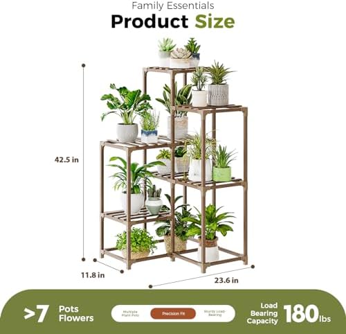 Bamworld Plant Stand Indoor Plant Shelf Outdoor Corner Wood Plant Table - Image 5