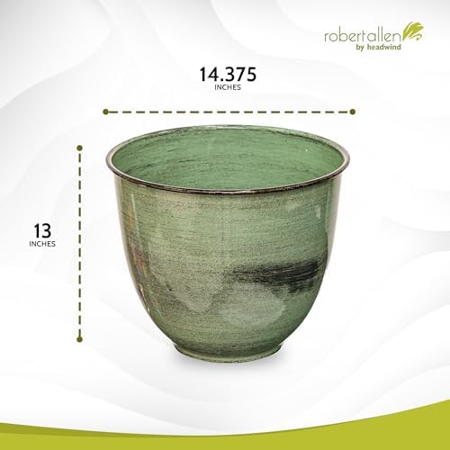 Headwind Glazed Ironstone Hamilton Collection Decorative Plant Pot – 14" Evergreen Pot – Lightweight & Durable with Drainage Flower Pots for Indoor Plants & Outdoor Planter Use by Robert Allen - Image 2