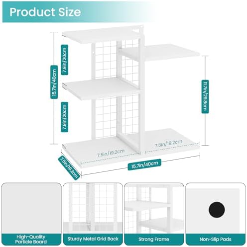 ELITEROO Desk Bookshelf, 4 Tier Wood Desktop Bookshelf, Adjustable Table Top Book Shelf and Storage Rack for Office Supplies, Dorm, Home Office, White - Image 3