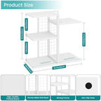 ELITEROO Desk Bookshelf, 4 Tier Wood Desktop Bookshelf, Adjustable Table Top Book Shelf and Storage Rack for Office Supplies, Dorm, Home Office, White - Image 3