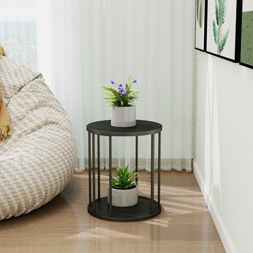 Plant Stand Indoor,small plant stool,Flower Pot Corner stand holder,Mid Century Heavy Duty Metal Tall Home Decor,Modern Round End Table,Small Rustic Display Stand for Living Room,Bedroom(Black,14In) - Image 5