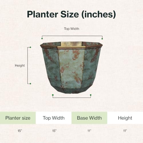 GROWSCAPE Shaina Resin Planter, Pottery Finish Garden Pot,15” Patina Copper - Image 6